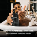 MARLOWE cedarwood and sea salt body wash set with natural ingredients and invigorating scent, shown in the image.
