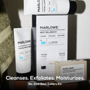 MARLOWE Best Sellers Set with skincare products, featuring bottles and containers in a sleek, minimal design for daily grooming.