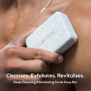 MARLOWE cedarwood and sea salt set featuring natural soap and scrub bars with earthy scents and textured surfaces.