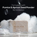 Marlowe Oud Wood Scrub Soap Bar with natural ingredients, featuring a rich oud wood scent and textured exfoliating surface.
