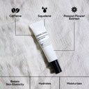 MARLOWE Face Essentials Set including eye cream with visible ingredients in a clear container, natural skincare product for the face.