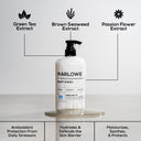 MARLOWE. Original Sage and Fir body wash with natural plant ingredients, showing a close-up of the product bottle and fresh sage and fir.