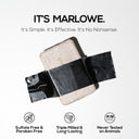 Set of four MARLOWE Best Sellers featuring Oud Wood Soap and Scrub Bars with natural, luxurious ingredients and elegant packaging.