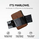 MARLOWE energizing coffee soap bar with fresh brew formula, natural ingredients, and textured surface.