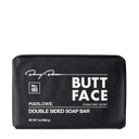 Set of two MARLOWE dual-sided soap bars with humorous cartoon face design, showcasing their unique packaging and playful appearance.