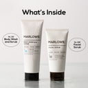 MARLOWE exfoliating set featuring natural scrubs, brushes, and skincare products for smooth, refreshed skin.